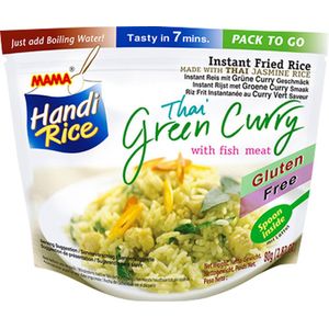 Mama Handi Rice - Instant Gebakken jasmijnrijst Thai Green Curry met vis - 10 zakjes
