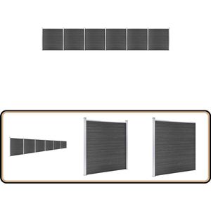 vidaXL Schuttingpanelenset - 1045x186 cm - HKC - Zwart Tuinhek - Houten Schutting - Zwarte Schutting - Privacy Scherm - Terrasbedekking