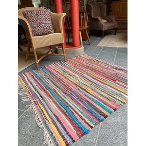 Veelkleurige Jarapa/vloerkleed/tapijt/lappenkleed - SHANTI 75*120cm