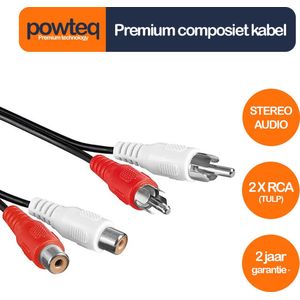 Powteq - 2.5 meter premium composiet audio verlengkabel - 2x RCA / 2x tulp - Stereo audio