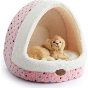 Hondenbed zacht warm kattenhuis comfortabel antislip roze - voor katten puppy's - 39 x 37 x 35 cm hondenmand auto