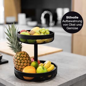 Zwarte metalen fruit-etagère, fruitmand, etagère, fruitschaal, etagère