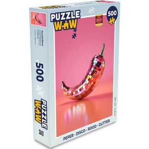 Puzzel Peper - Disco - Rood - Glitter - Legpuzzel - Puzzel 500 stukjes