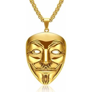 Heren ketting - V for Vendetta - Kettinghanger - Staal -  Goudkleurig