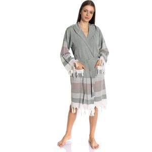 Lubna Home Dames Hamam Badjas large-OCHTEND BADJAS LARGE -HAMAM DOEK STOF -LARGE-LICHT GROEN