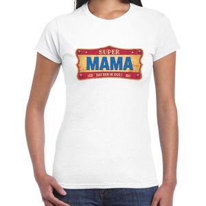 Vintage Super mama cadeau / kado t-shirt wit - voor dames - shirt / kleding - moederdag M