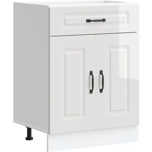 vidaXL - Keuken - onderkast - Kalmar - bewerkt - hout - hoogglans - wit