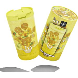 IZY Drinkfles - Van Gogh - Zonnebloemen - Inclusief donatie - Koffiebeker to go - Thermosbeker - RVS - 6 uur lang warm - 350 ml