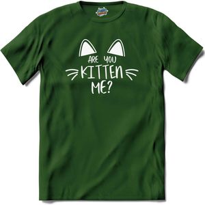 Are You Kitten Me? | Katten - Kat - Cats - T-Shirt - Unisex - Bottle Groen - Maat 3XL