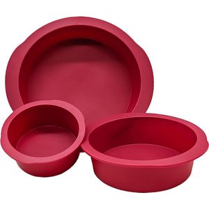 Siliconen bakvormset, 3 stuks siliconen taartvormen, rond, anti-aanbaklaag, bakvorm, rond, voor cake, cheesecakes en brood, 10 + 15 + 20 cm (ronde vorm, 3 stuks, 10 + 15 + 20 cm)