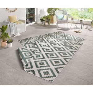 Flycarpets Omkeerbaar Vloerkleed - Binnen & Buitenkleed Malta- Groen / Creme - 240x340 cm