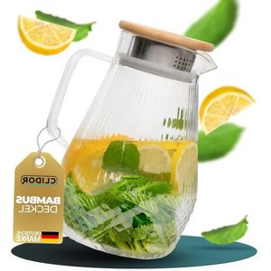 Waterkaraf Glazen karaf 1.5 liter versterkte glasdikte voor warme en koude dranken druppelvrije schenktuit theepot glas robuuste glazen karaf met deksel 15L waterkan