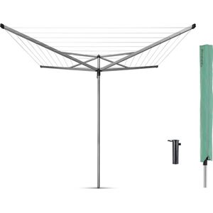 Brabantia Essential Droogmolen - met Beschermhoes en Betonanker - 40 m - Metallic Grey