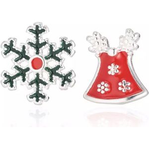 Jomide Kerst oorknoppen Sneeuwvlok/Kerstbel - Zilverkleurig