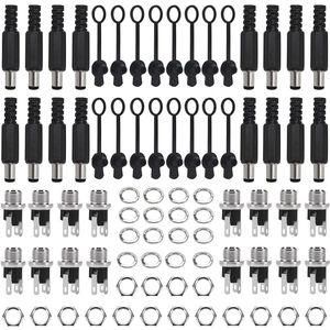 80 Stuks DC Plug & Socket Kit 5.5 x 2.5 mm 5.5 x 2.1 mm - Soldeer Power Jack Adapter Connector + Rubberen Beschermkapjes voor Audio/Video/Telefoon/CCTV