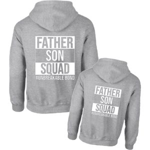 Hoodie set voor vader en zoon-Father Son Squad unbreakable bond-Heren Maat XL Kind Maat 110/116