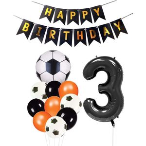 Cijfer Ballon 3 | Snoes Champions Voetbal Plus - Ballonnen Pakket | Oranje en Zwart