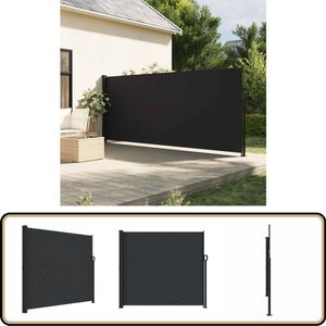 vidaXL Uittrekbaar Windscherm 180x300 cm Zwart Windscherm - Tuinscherm - Balkonbescherming - Privacy Screen - Zonnewering