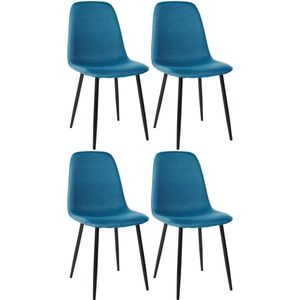 In And OutdoorMatch Eetkamerstoel Peggy - Blauw - Set van 4 - Eetkamerstoel - Stof - Hoge kwaliteit bekleding - Decoratieve stoel - Stijlvolle eetkamerstoel