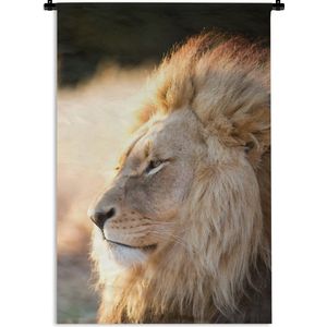 Wandkleed Leeuw - nieuw - Profiel van een leeuw Wandkleed katoen 60x90 cm - Wandtapijt met foto