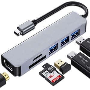 USB C Hub - USB C Adapter - USB C Hub HDMI 2.1 4K Ultra HD - USB 3.0 naar USB C - SD Kaart lezer - Gold Plated - High Speed