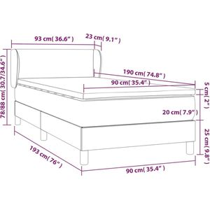 vidaXL Boxspring met matras stof donkerbruin 90x190 cm