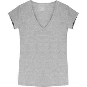 Claesen's dames Basics T-shirt (1-pack) - V-hals T-shirt korte mouw - grijs - Maat: L
