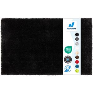 FLOORDIREKT Badmat SKY - Badmat in Vierkant & Rond - Antisliprug - Zwart - 80 x 150 cm