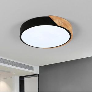 Led-plafondlamp rond 30 W 3400 lumen koudwit 6500 K - houten design - Ø 30 cm - woonkamer, slaapkamer, veranda, hal, balkon, keuken, gang