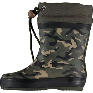 XQ Footwear - Regenlaarzen - Legerprint - Groen - Zwart - Maat 23/24