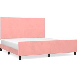 VidaXL Bedframe Hoofdeinde Fluweel Roze 180x200 cm