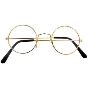 Verkleed bril - rond - goud montuur - voor volwassenen - verkleedaccessoires