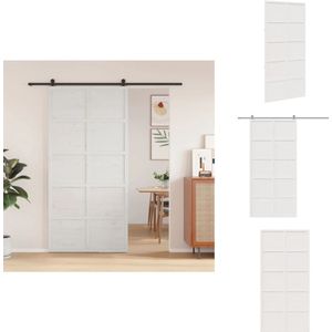vidaXL Schuifdeur - Schuifdeuren - Schuifdeursysteem - Schuifdeurrailsysteem - Schuifdeur 100x208 cm massief grenenhout wit