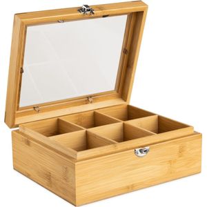 Neuner's by Bredemeijer - Theedoos 6-vaks met ruime vakken en transparant plexiglas venster - Bamboe - luxe theedoos