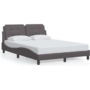vidaXL - Bedframe - met - hoofdbord - kunstleer - grijs - 140x200 - cm