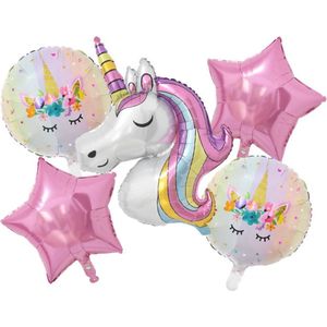 Unicorn ballon set - 110x78cm - Folie Ballon - Eenhoorn - Themafeest - Verjaardag - Ballonnen - Versiering - Helium ballon