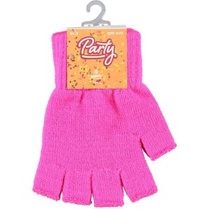 Apollo - Kinder handschoenen vingerloos - Fluor rose - one size - Vingerloze handschoenen kinderen - Carnaval - Party - Feestartikelen