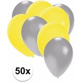 50x ballonnen zilver en geel - knoopballonnen