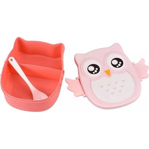 Kinder bakje - roze - lunchbox kinderen - broodtrommel - uil - brooddoos