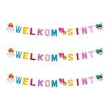 3x Letterslingers Welkom Sint feest 150 cm - Sinterklaasfeest decoratie slinger