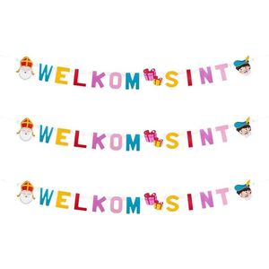 3x Letterslingers Welkom Sint feest 150 cm - Sinterklaasfeest decoratie slinger