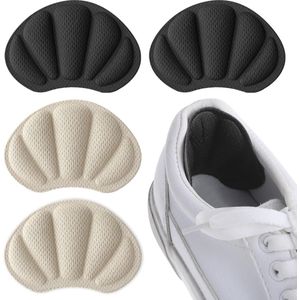 Molain 2 paar hielkussens verminderen blaren, hielgrepen, inzetstukken, comfortabele schoenen met hoge hielkussentjes, voeringen voor heren en dames, schoenpads voor te grote schoenen, voetverzorgingsbeschermer (zwart + Beige)