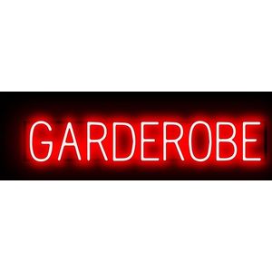 GARDEROBE - Reclamebord Neon LED bord verlichting - SpellBrite - 89,1 x 16 cm rood - 6 Dimstanden - 8 Lichtanimaties