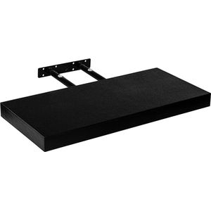 Muurplank - Wandplank zwevend - Wandplank - Draagvermogen 10 kg - MDF - Staal - Zwart - 90 x 23,5 x 3,8 cm