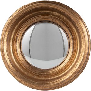 HAES DECO - Bolle ronde Spiegel - Kleur Goudkleurig - Formaat Ø 24x7 cm - Materiaal Kunststof - Wandspiegel, Spiegel rond, Convex Glas