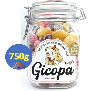 Gicopa snoep mega mix ( bloemen, fruit & zuur) - the best of - 750g - in vintage glazen pot