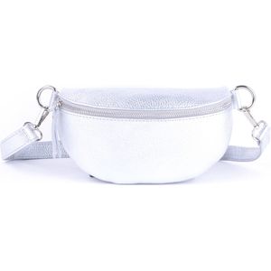 Giuliano Lederen Bumbag/Heuptas Metallic - lichtzilver - made in Italy