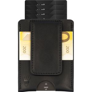 Bodesa Valore Portemonnee heren- Pasjeshouder Premium kwaliteit- Echt leren RFID- bescherming-Portemonnee pasjes houder- Winkelwagenmuntje en flesopener-Zwart