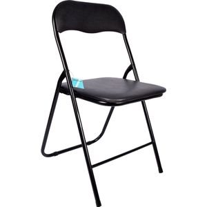 Nieuwe Zwarte Opvouwbare campingstoel van Polyester en Metaal | Multifunctioneel Klapstoel | Inklapbaar en Lichtgewicht | 37.5x39x78.5cm | Comfortabele Zitplaats voor Binnen en Buiten | Ideale Opvouwbaar Stoel voor Keuken, Bureau & Meer!