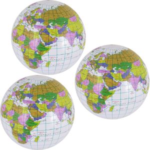 Opblaasbare strandbal van een wereldbol - 5x - de aarde - globe - Dia 40 cm - kunststof